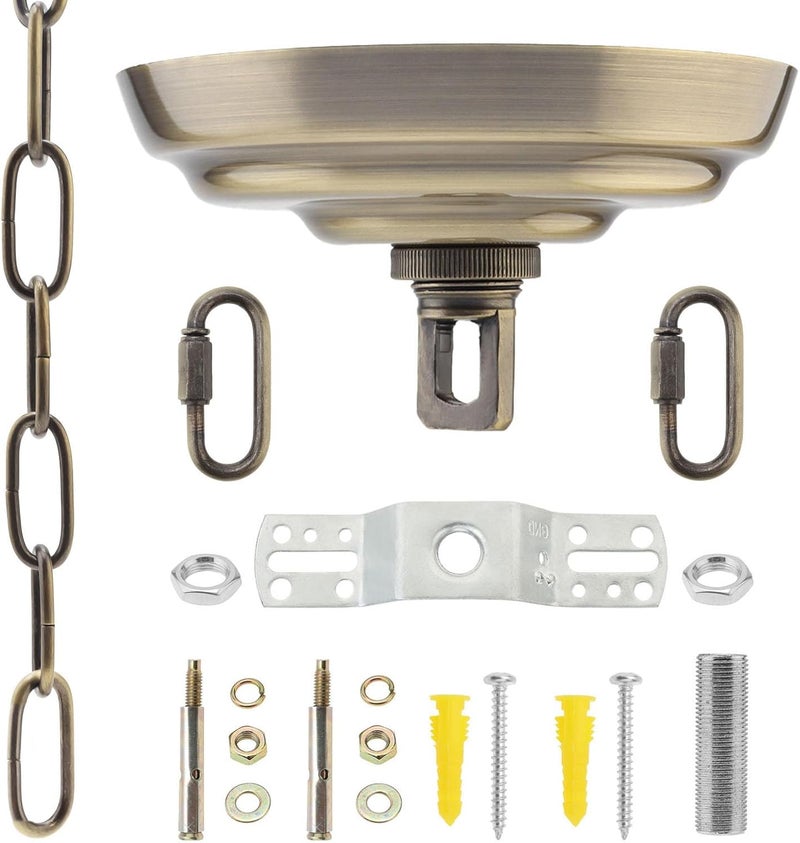 RTNLIT 5" Light Fixture Canopy Kit with 3.2 feet Chandelier Chain, Swag Light Kit Pendant Light Fixture Mounting Bracket for Hanging Light (Bronze) - Image 1